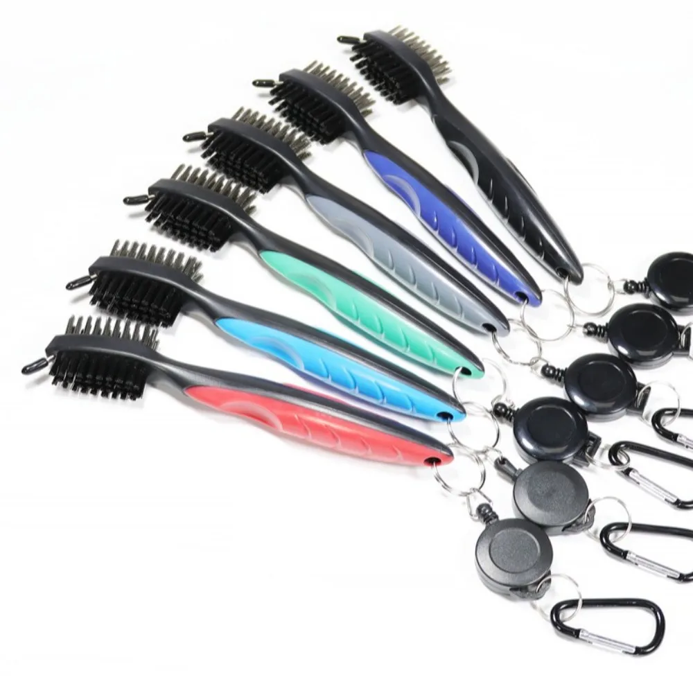 

Golf Club Brush Groove Cleaner Retractable Zip-line Aluminum Carabiner Lightweight Stylish Easily Attaches to Golf Bag