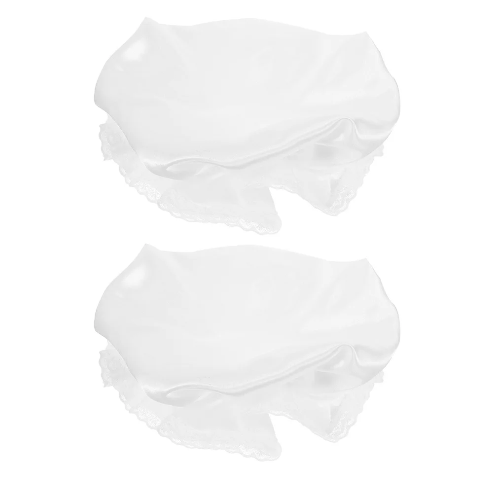 2 قطعة الدانتيل الأبيض خادمة بونيه للنساء فستان بتصميم حالم قبعة لوليتا نمط تأثيري خادمة زي ملحق لعبة حفلة الدعامة #1