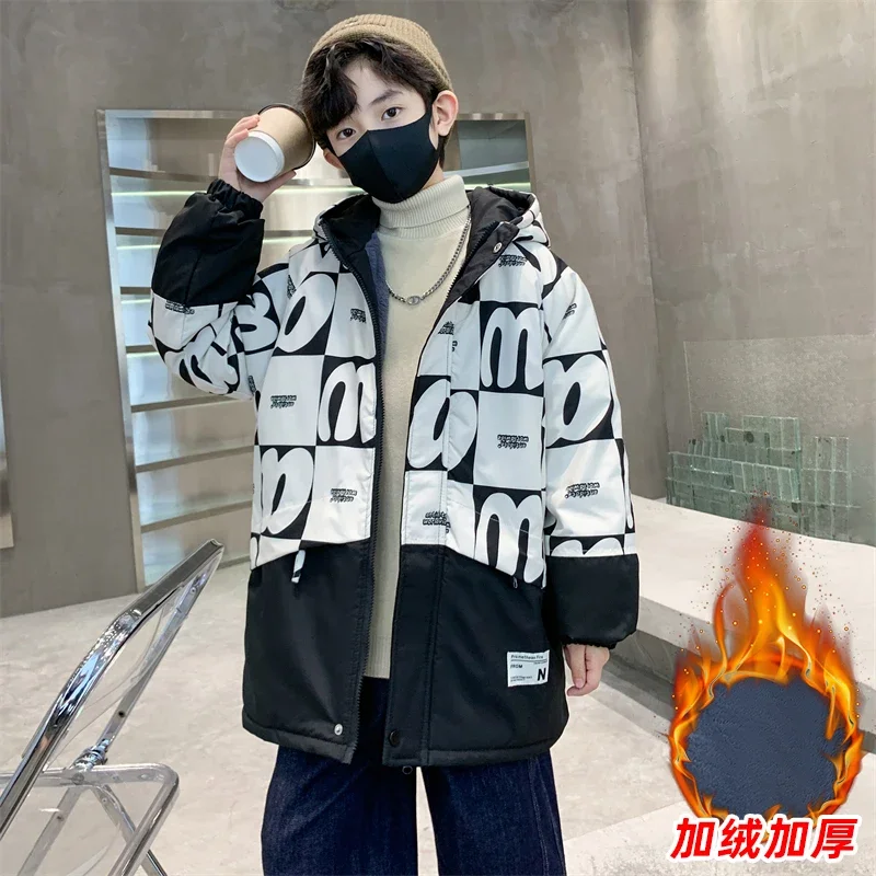 

NewBoys' Fleece-lined 2025 New Winter Clothes Thickened Cotton-padded Jacket High Quality;.4-15year