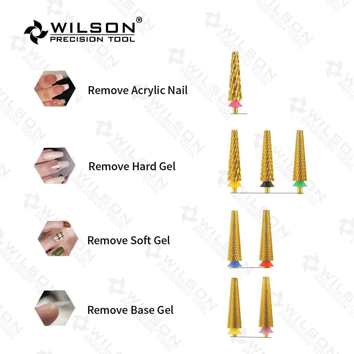 WILSON Super Long Flute Serie 7.0mm 5 in 1 Bits (Cross Cut)Nail drill bits Remove gel carbide Manicure tool accessories Hot sale