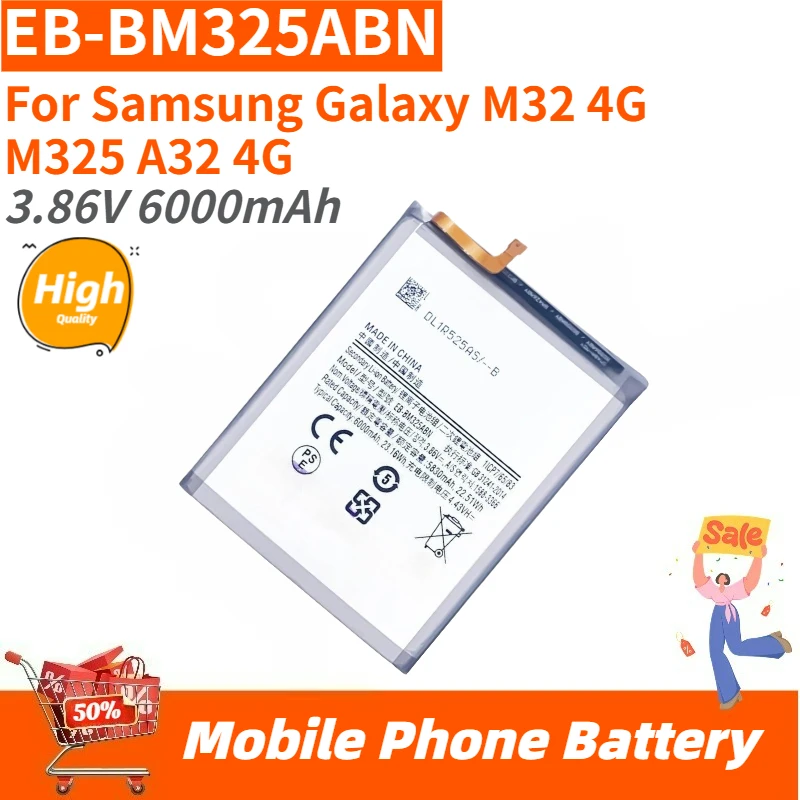 

High Capacity EB-BM325ABN Phone Battery 3.86V 6000mAh For Samsung Galaxy M32 4G M325 A32 4G Brand-New High Quality