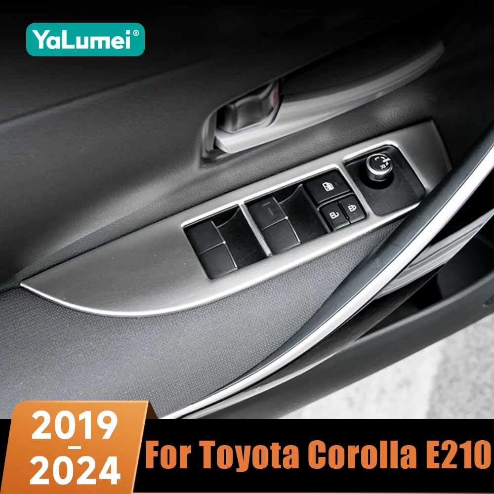 Edelstahl Auto Fenster Glas Lift Schalter Taste Panel Rahmen Abdeckung Borte Aufkleber Für Toyota Corolla E210 2019-2024 hybrid