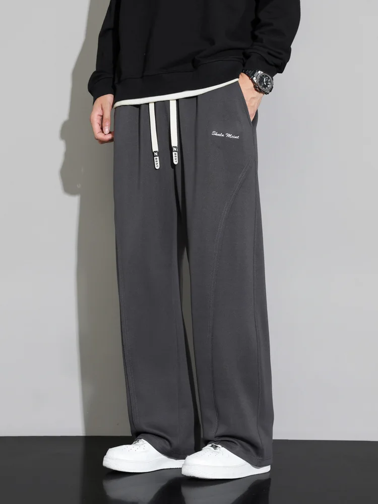 

10xl 9xl 8xl Big Size Pants Men Wide-Leg Casual Cotton Polyester Fabric 7xl 6xl Black Gray Straight Loose Drape Trousers Male