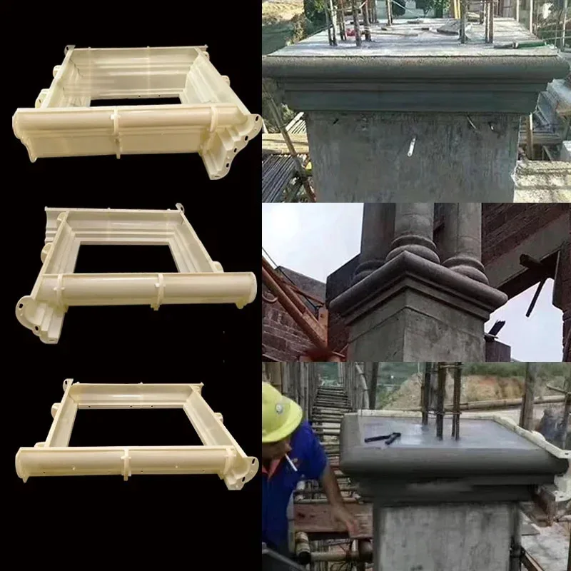 ABS Plastic Roman Column Head and Foot Cement Mold European Durable Square Closure Concrete Pedestal for Roof Support Villa Gate