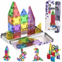 Mini Magnetic Tiles Travel Sets Toy Toddler Magnetic Building Blocks Construction Game STEM Portable Iron Box Education Toy Gift