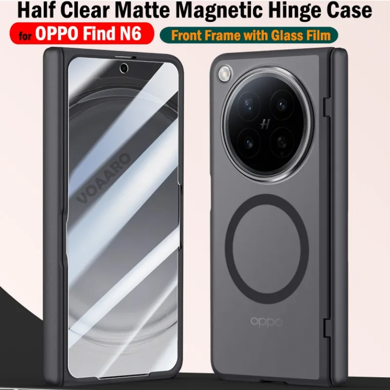 

Half Clear Matte Fund for OPPO Find N6 Hinge Protection Case for OPPO Find N6 Magnetic Wireless Charging Case with Front Film