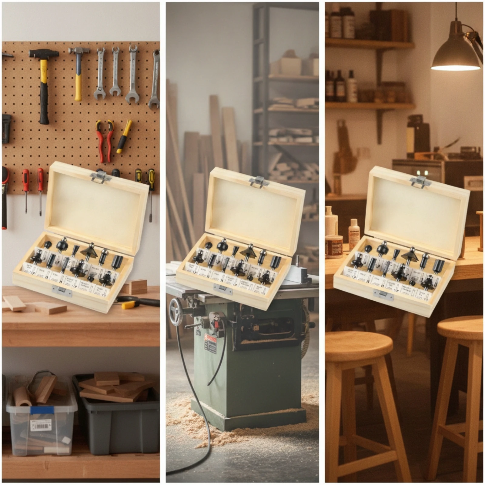 12 Pieces Router Bit Set with Wooden Storage Case Sharp Router Bit Set with Wooden Case Tool Accurate Versatile for Woodworkers view 6