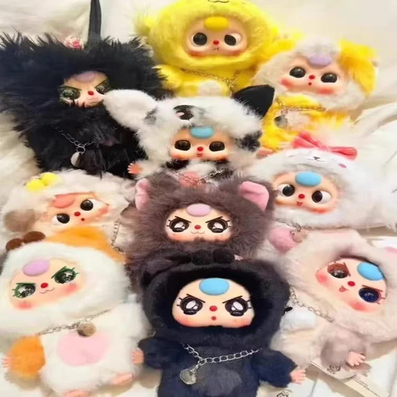 8 шт./компл., три креативных кота, собаки, плюшевые игрушки-сюрпризы, слепая коробка, милые куклы, украшения, сумка, украшение, кулон, подарок для девочки, игрушка