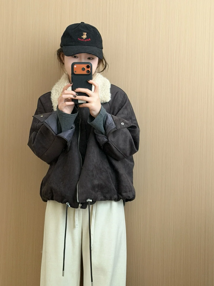 

Women's ort Thiened Cotton Jaet Winter Outerwear High Waist Flattering Long Sve Zipper Closure Warmth Comfortable Fit