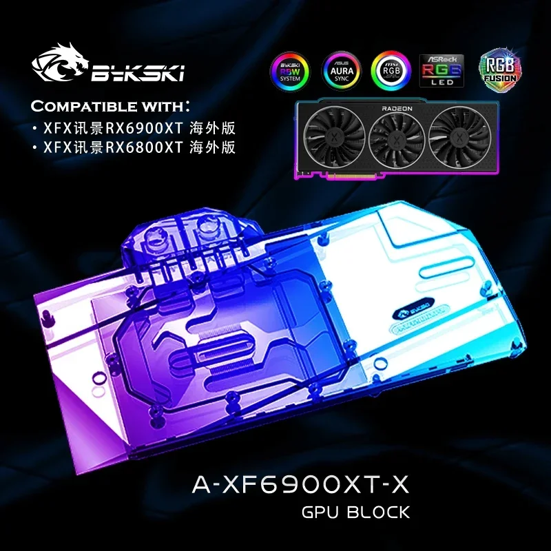 Bykski Video Card Block For XFX Radeon RX 6900 6800 XT Speedster Merc 319 Heatsink,VGA Cooler RGB MB SYNC A-XF6900XT-X