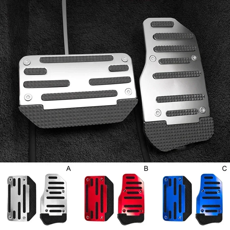 2pcs Aluminum Automatic Transmission Car Foot Gas Pedal Set Cover Red Silver Blue Kit Fuel Pedal Pedals Cover Car Accessories