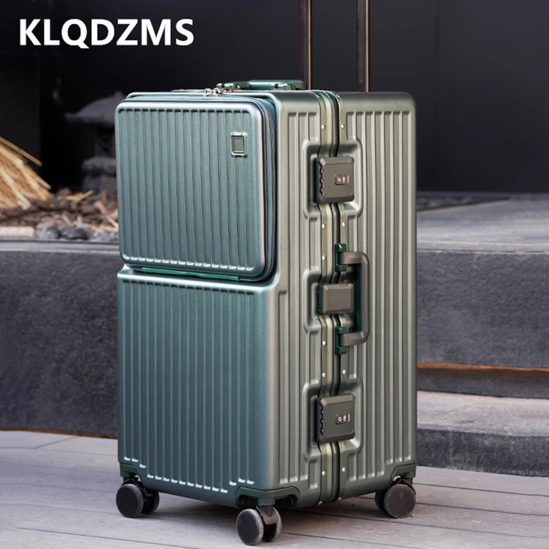 

KLQDZMS Чемодан большой емкости 26 "28" 30 "32 дюйма с передним отверстием для ноутбука, чемодан на колесиках с зарядкой через USB, многофункциональный чемодан из АБС-пластика + ПК