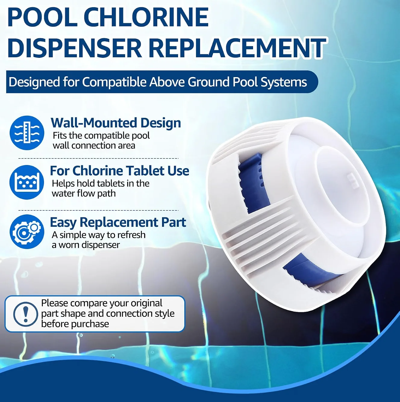 P04364 Style Wall Mount Chlorine Tablet Dispenser for 1 Inch Chlorine Tablets Adjustable Flow Pool Chlorinator Above Ground Pool