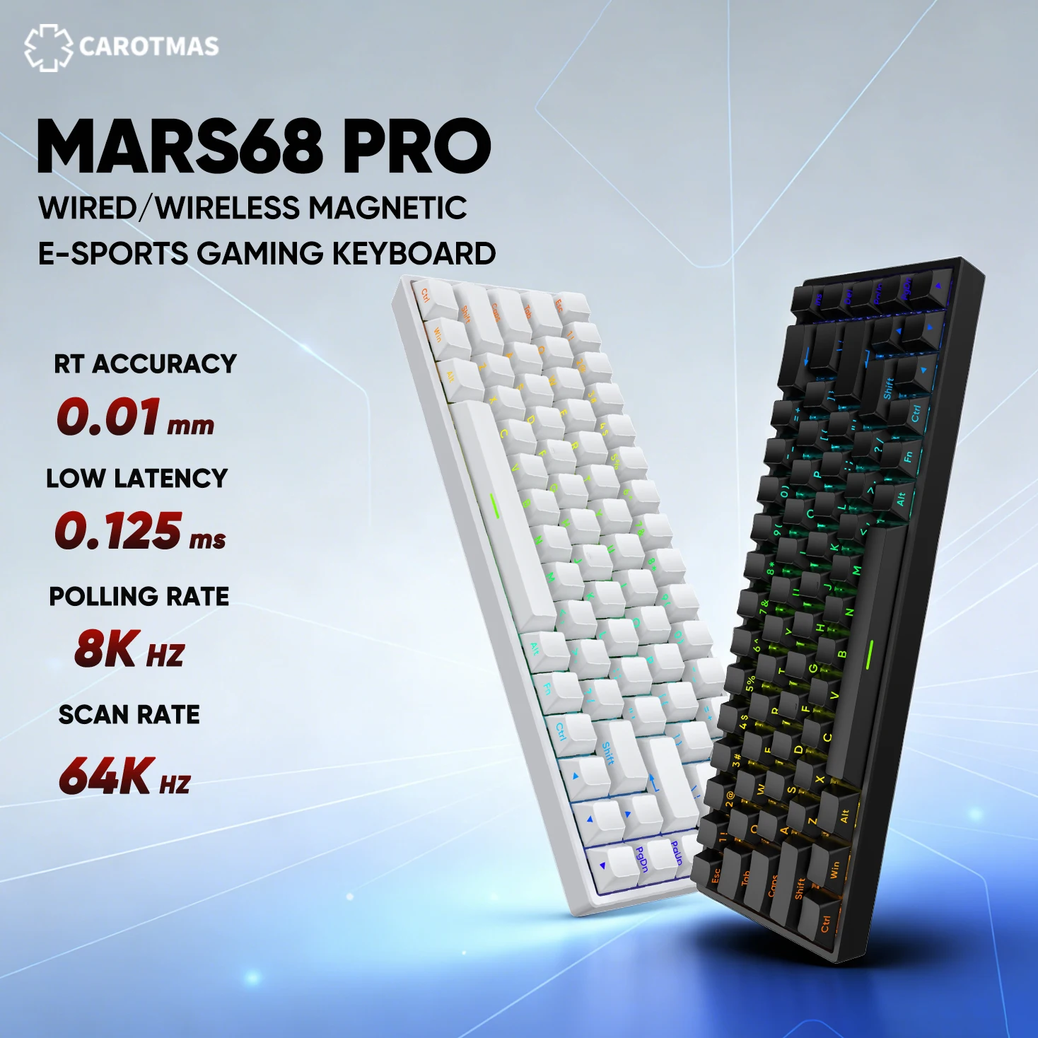 IROK Carotmas Mars68 Pro Mars 68 Gaming Wireless Magnetic Mechanical Keyboard RT 0.01mm 8K 0.125ms Bluetooth 2.4G Wired Keyboard