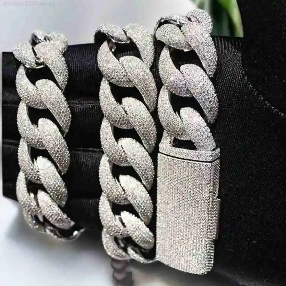 

Customizable Iced Out Moissanite Diamond Cuban Link Chain Hiphop Rapper 20MM in 925 Sterling Silver Cuban Link Chain