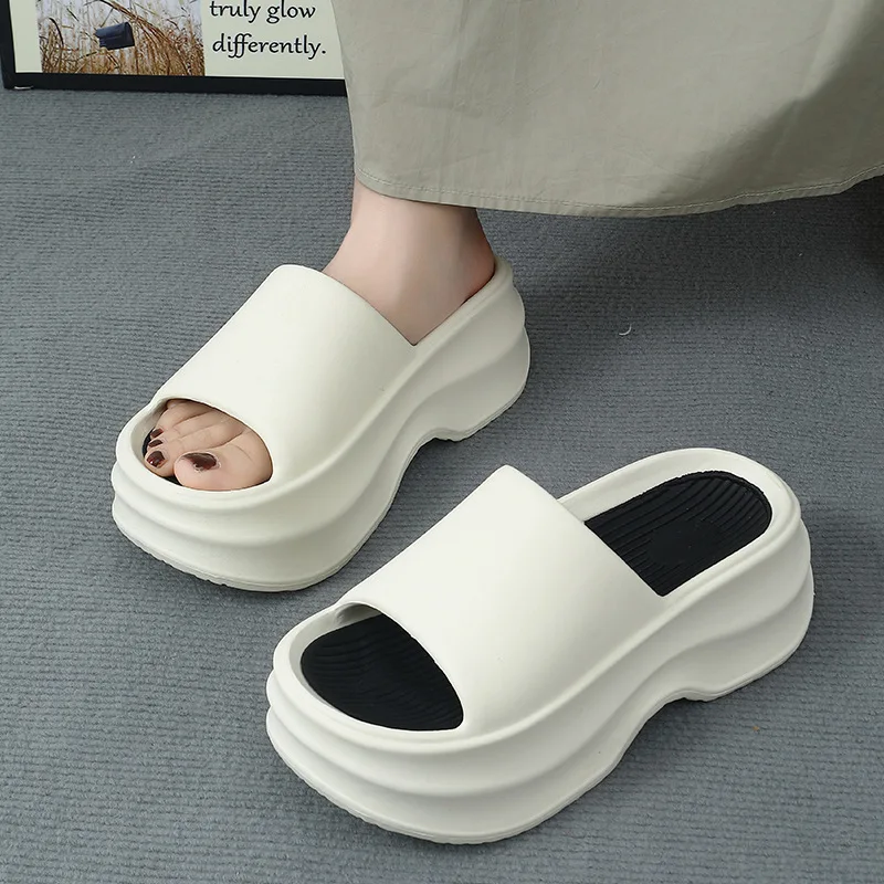 

Litfun New Summer Female Platform Sandals Heels Beach Slippers Fashion Comfortable Flat Slides Outdoor Soft Cloud Home Shoes