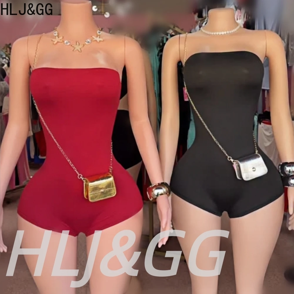 HLJ&GG Sexy Y2K Solid Off Shoulder Bodycon One Piece Rompers Women Sleeveless Backless Slim Jumpsuits Fashion Overalls 2026 New