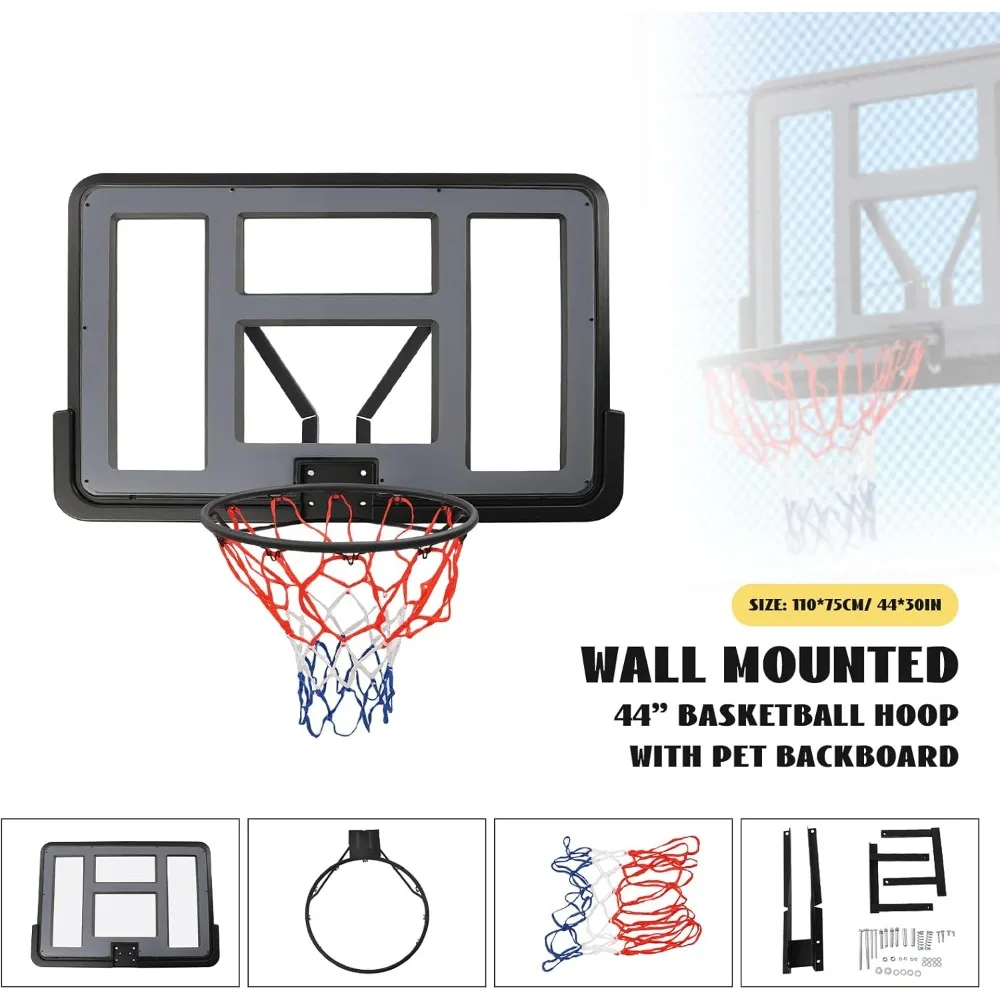 Indoor/outdoor basketbalbord en velgkit, aan de muur gemonteerde PET-combinatie voor thuis of speeltuin
