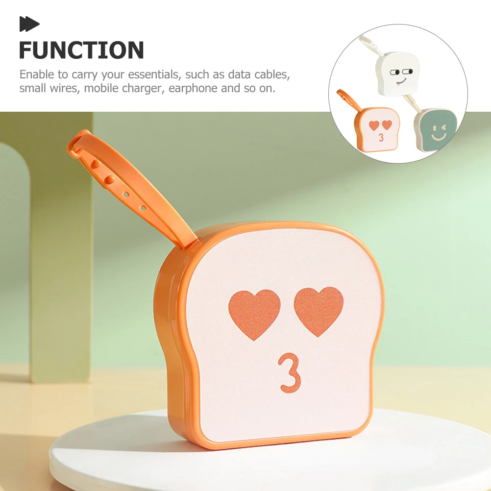 

3pcs Creative Toast Shaped Storage Box White Yellow ganizer for Jewelry Earphone Power Cord Small Items Travel Accessories
