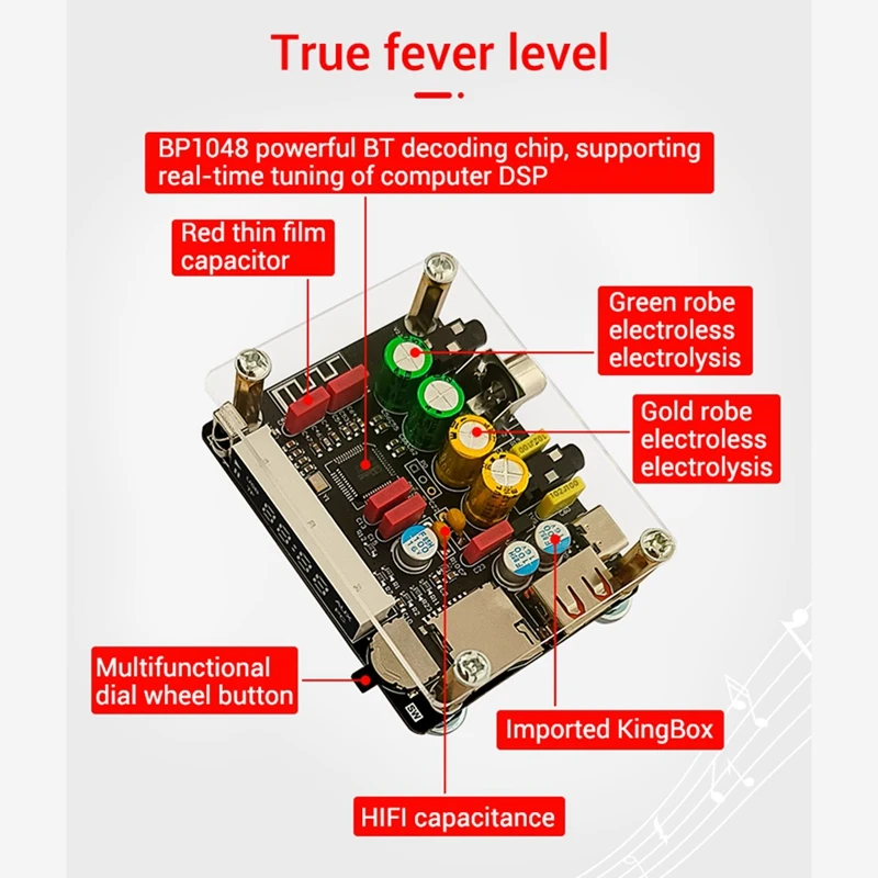 ZK-DAM K1 DSP Tuning Preamp Bluetooth Decoder Board Non-Destructive Fever U Disk Coaxial Sound Card TF Decoding Board