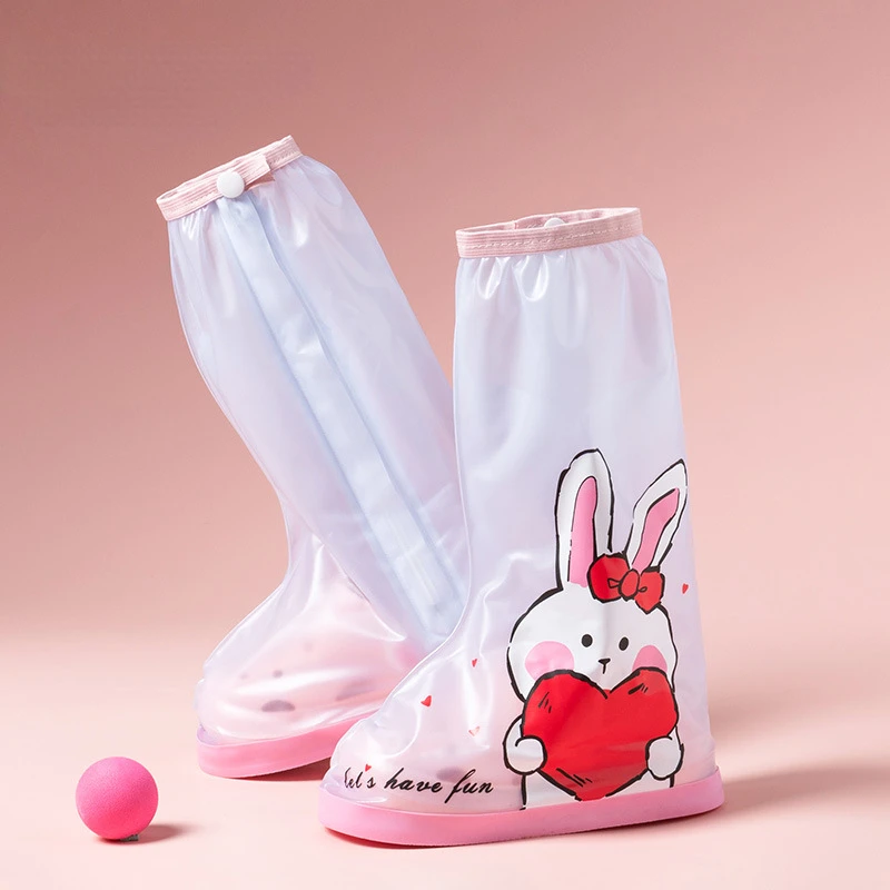 Cute Rabbit Girls Shoes Covers Waterproof and Anti Slip Rain Shoes Covers Wear-resistance Student Rain Boot Cover Four Seasons