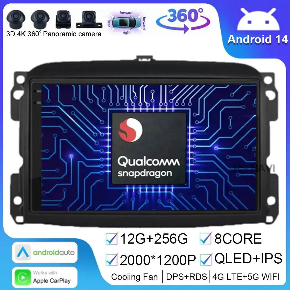 Android 14 For Fiat 500L Egea Doblo 2012 - 2017 Multimedia Video Player Car Radio Navigation GPS No 2din 5G Wifi Auto Stereo DSP