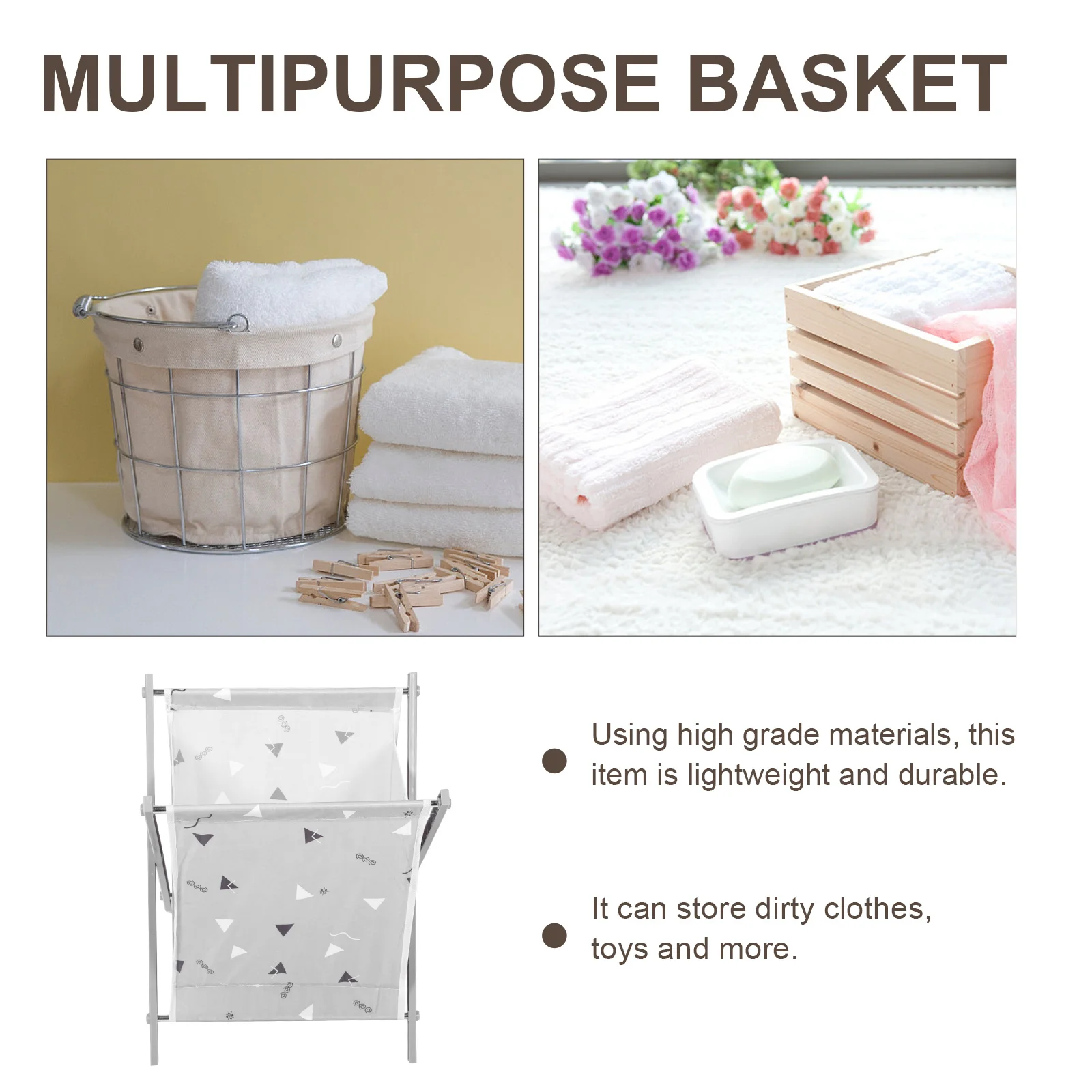 

1Pcs Foldable Large Laundry Basket Clothes Holder Cloth Organizer Storage Container for Bedroom Sundries