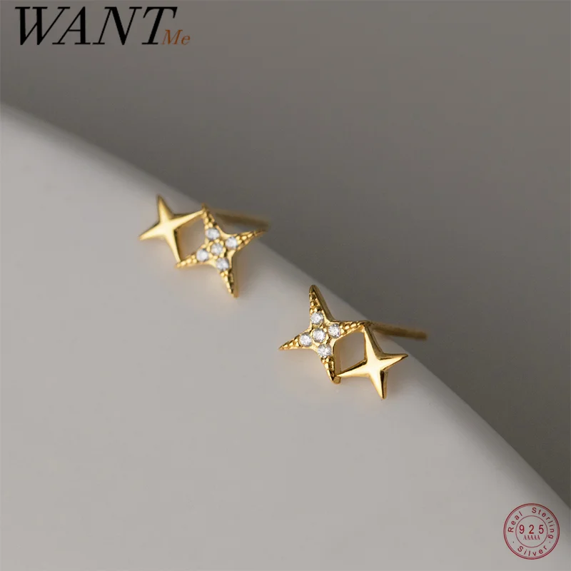 

Женские серьги-гвоздики WANTME из серебра 925 пробы с блестящей звездой