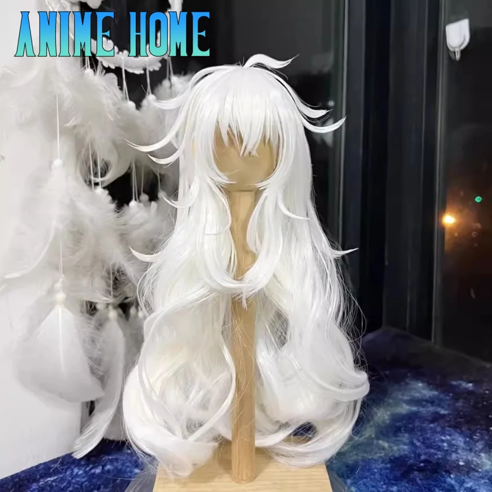 

Hot Anime Role Cos Handmade White Curly Styling Hair 1/3 1/4 1/6 BJD Hair Wig Cosplay KN Gift