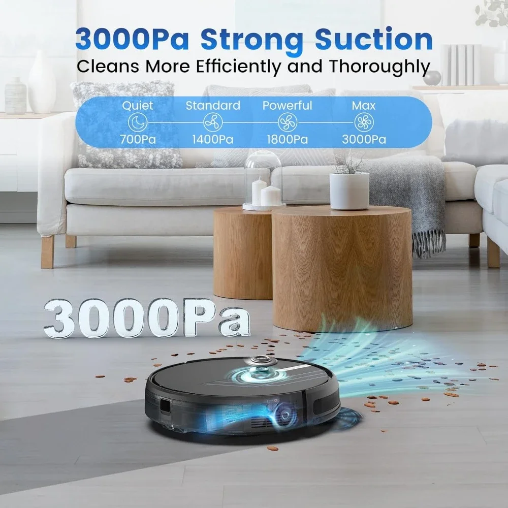 Komercyjne roboty myjące, moc ssania 3000 Pa Wi-Fi/App/Alexa, samodzielny odkurzacz automatyczny, roboty myjące, odkurzacz robotyczny i mop