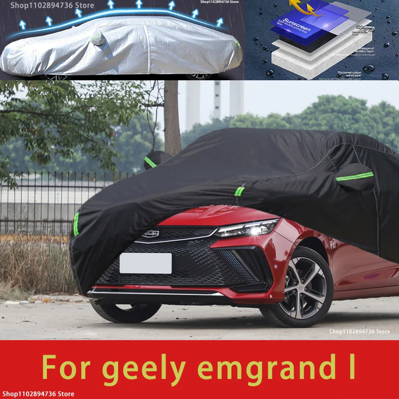 For Geely Emgrand L Fit Outdoor Protection Full Car Covers Snow Cover Sunshade Waterproof Dustproof Exterior black car cover