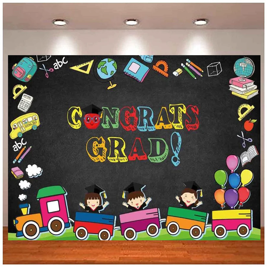 Photography Backdrop Congrats Graduation Preschool Primary Elementary School Background Child Grad Prom Decor Party Supplies