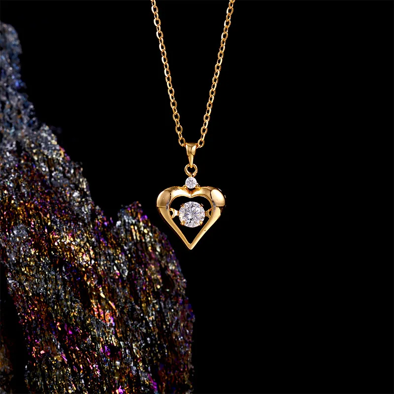 

S925 pure silver heart pendant silver necklace moissanite K gold jewelry necklace Christmas Valentine's Day engagement gift