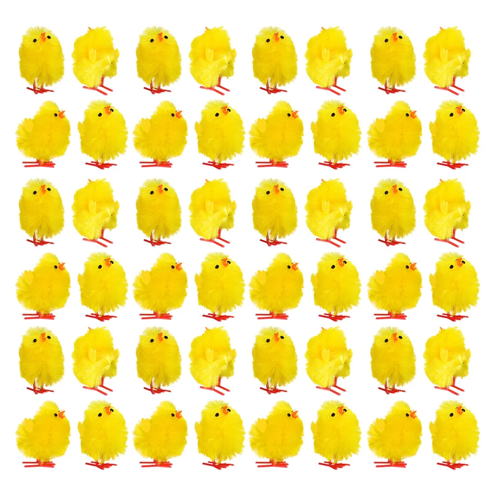 

60 Pcs Easter Chick Stuffed Animal Fake Chicks Eggs Yellow Chemical Fiber and Plastic Mini