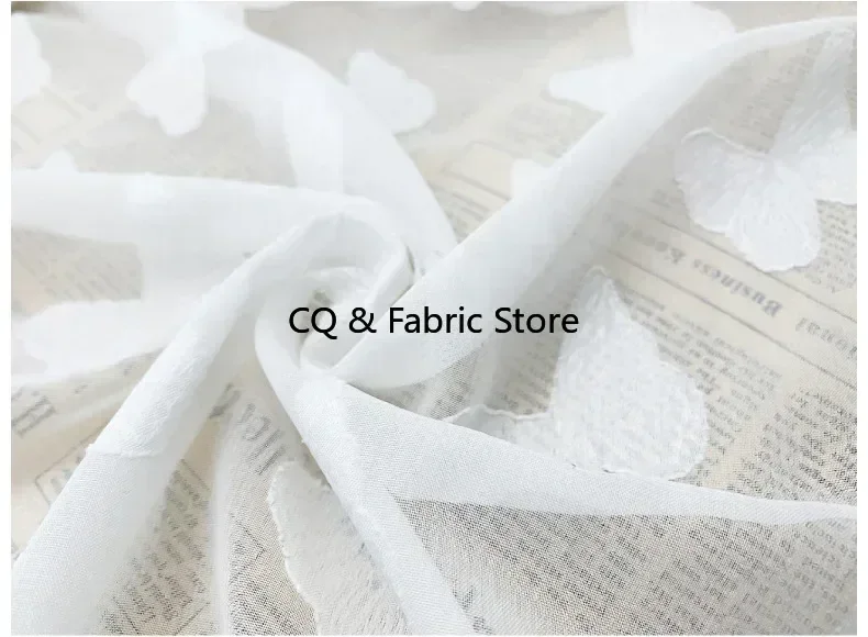 Butterfly Jacquard  Chiffon Fabric For for Veils, Wedding Dress, Haute Couture, Chiffon Blouse, Costumes, Table Overlay Sewing view 5