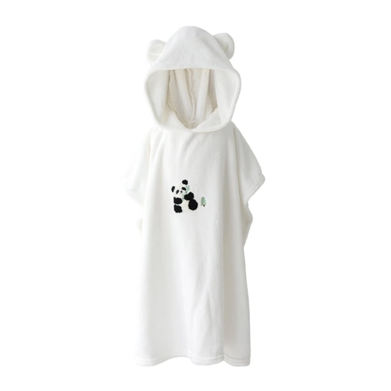 Y1UB Baby Hooded Shower Towel Cartoon Bath Towel Strong Absorbent Quick Drying Bathrobe Blanket Poncho Breathable Infant Cape