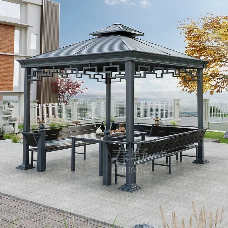 New Chinese-style outdoor  aluminum alloy tent garden courtyard villa balcony roof obile leisure pavilion