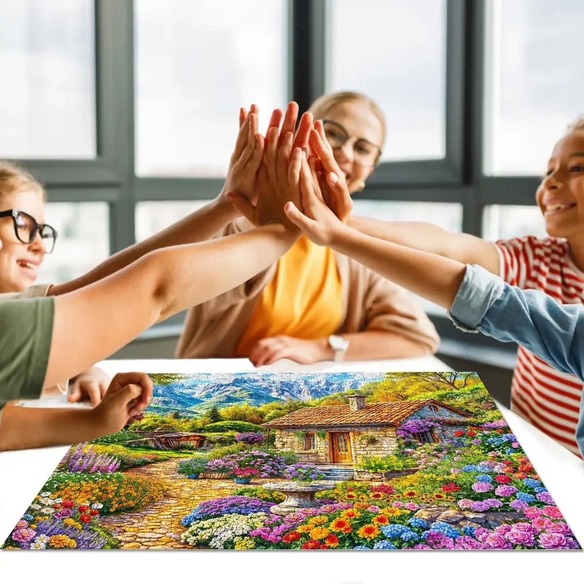 บ้านดอกไม้ในภูเขาปริศนาจิ๊กซอว์ไม้ 120/300/500/1000 ชิ้นของเล่นเพื่อการศึกษาสําหรับผู้ใหญ่/เด็กของขวัญวันเกิด