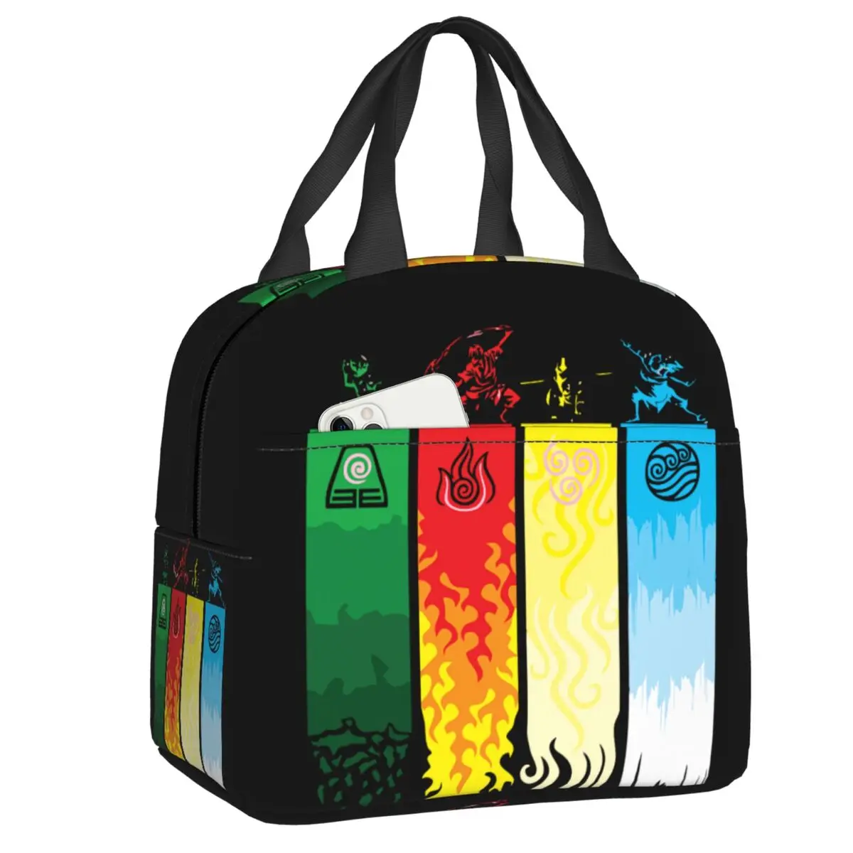 Cartoon Last Airbender Avatar Element Lunch Bag Cooler Warm Insulated Lunch Box for Women Work School Food Picnic Tote Bags