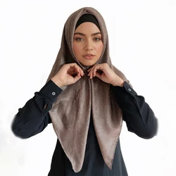 New Muslim Chiffon Square Hijab Premium Rhinestone Scarf Malaysia Shawl Plain Muslim Wraps Soft Turban Headband Shawl Supplier