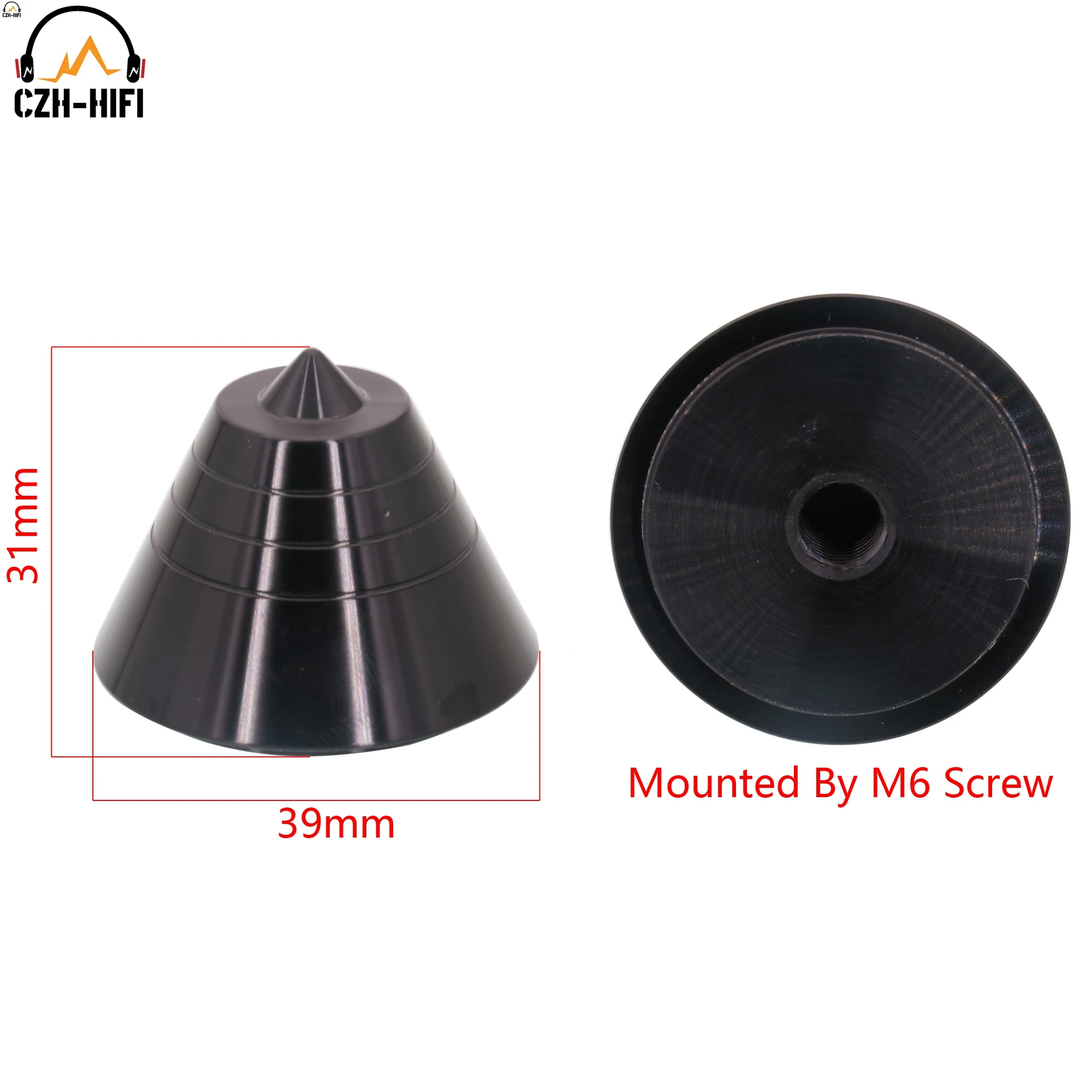 1pc Machined Solid Aluminum Isolation Stand Base Spike Cone Feet Floor for Speaker Amplifier DAC Radio Subwoofer Guitar Cabinet