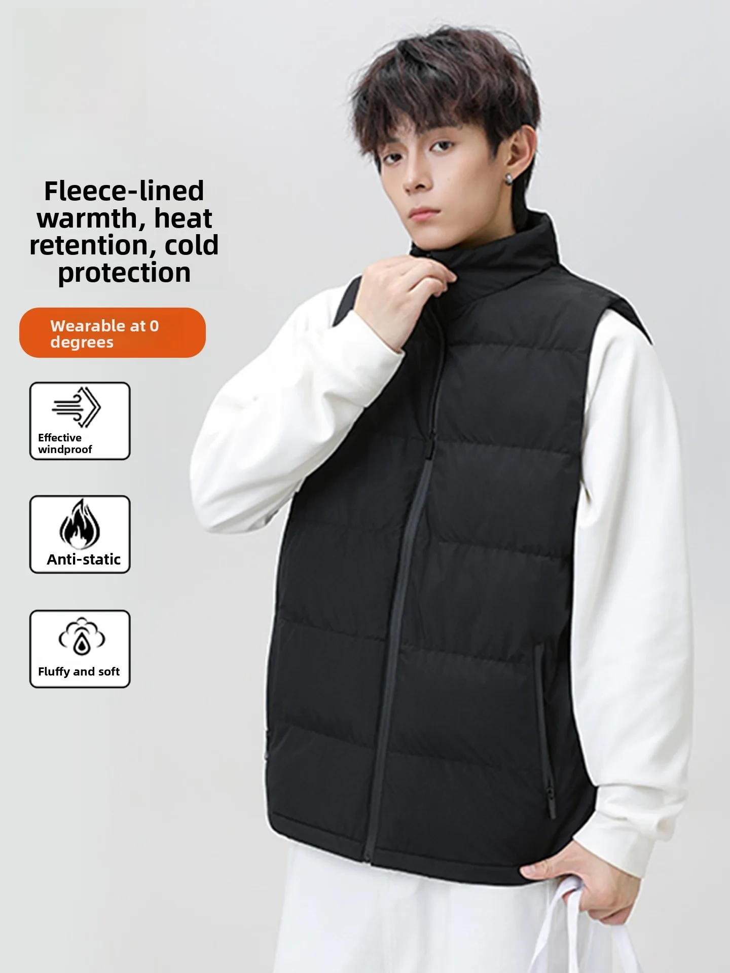 

Thiened Cotton Vest Men's Stand Collar Svel Faion Urban Sle Autumn Winter New Warm Windproof Casual Cotton Jaet