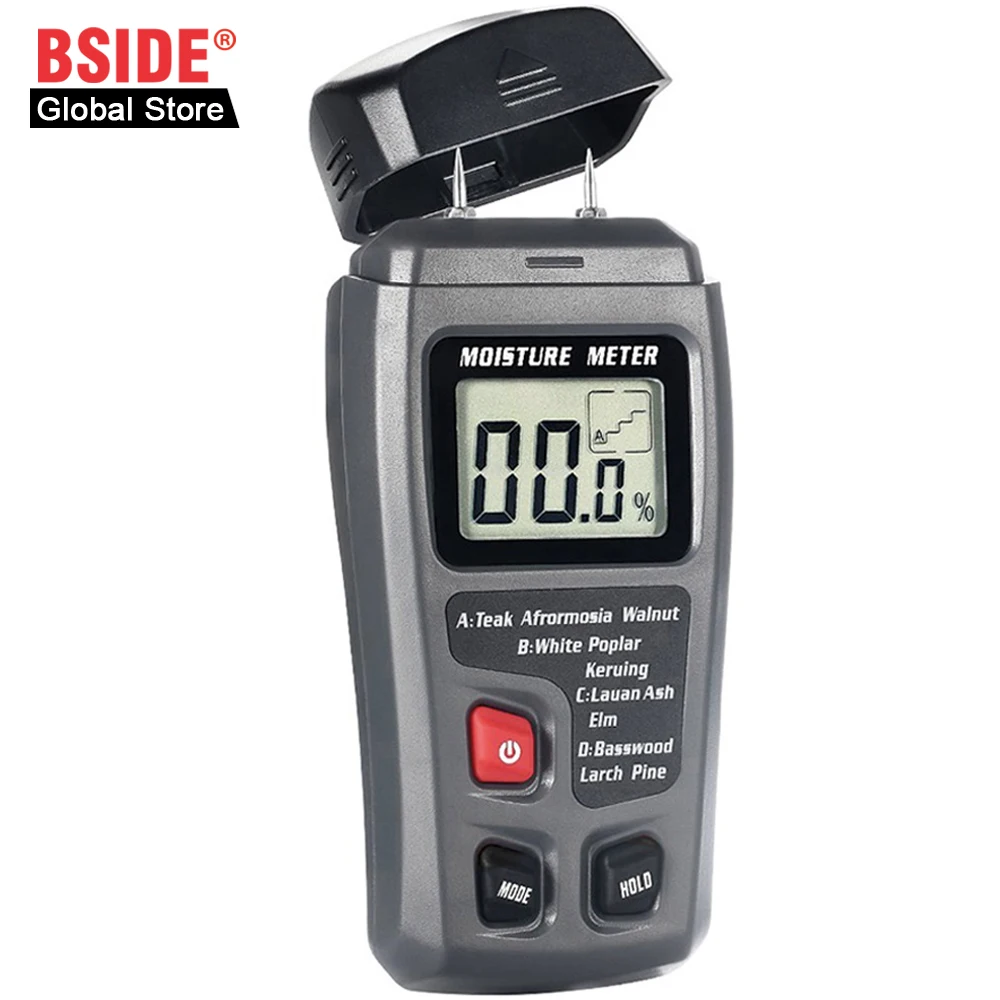 TK HOT BSIDE EMT01 Two Pins Digital Wood Moisture Meter 0-99.9% Wood Humidity Tester Timber Damp Detector with Large LCD Display