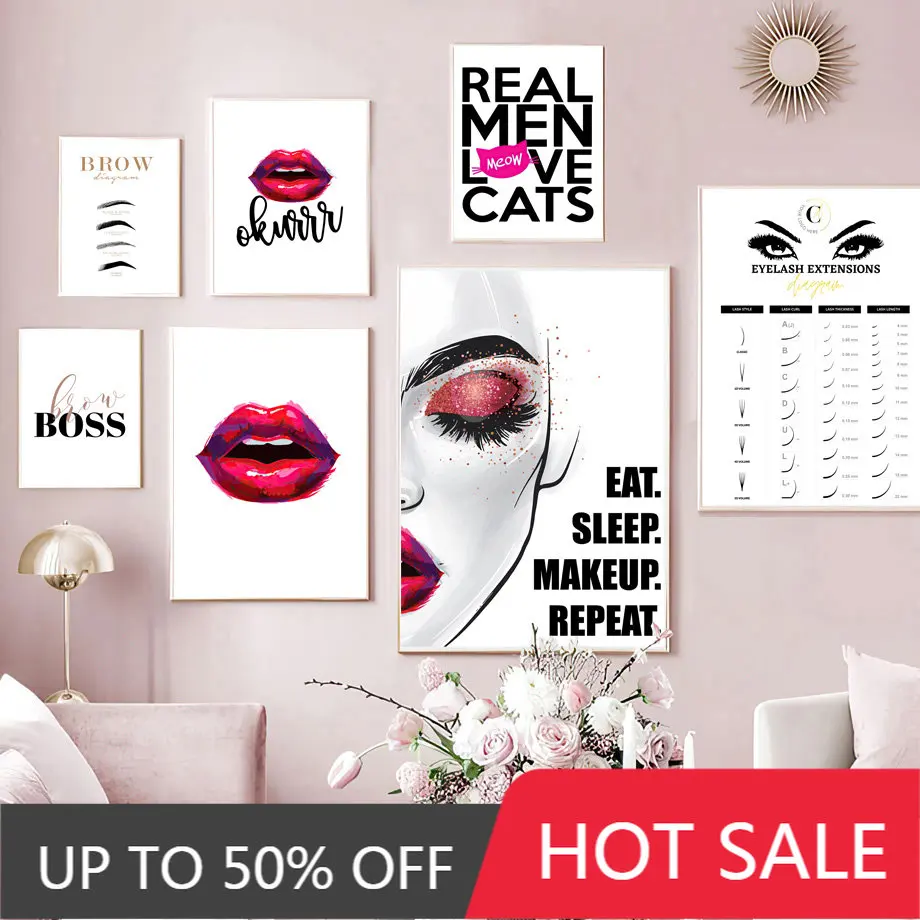 Fashion Brow Makeup Eyelash Skincare Boss Wall Art Canvas Painting Nordic Poster And Prints Wall Pictures For Beauty Salon Decor