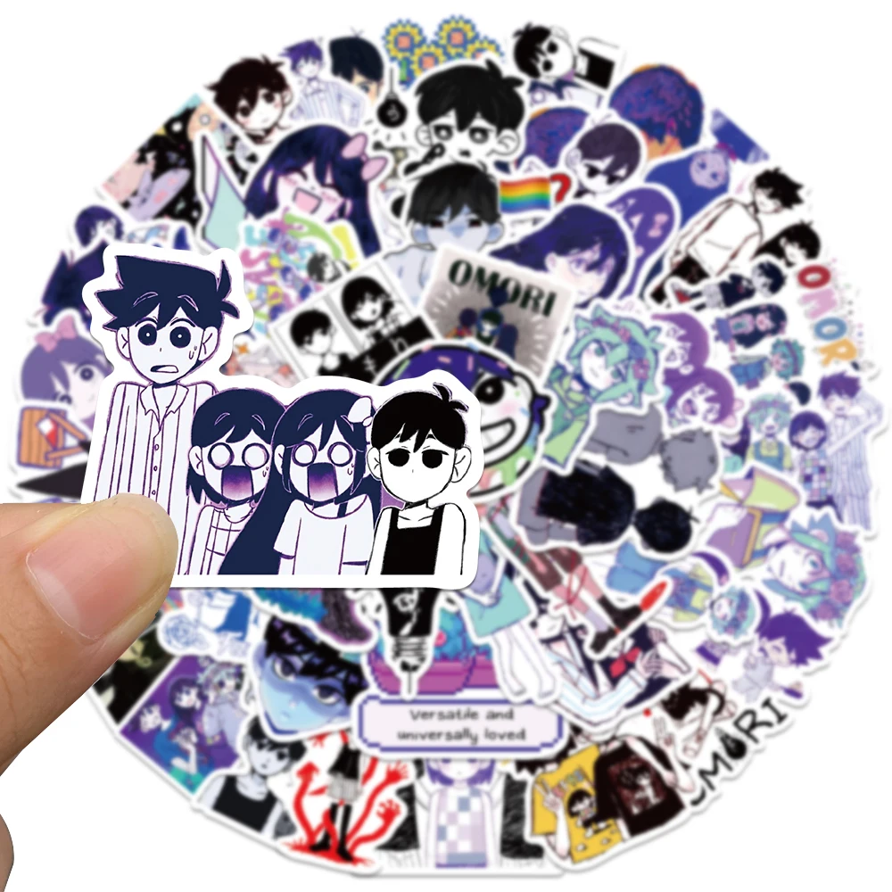 50pcs Cartoon Horror Game Omori Stickers Water Bottle Stickers Laptop Luggage Notebook Bicycle Car Waterproof Vinyl Decals