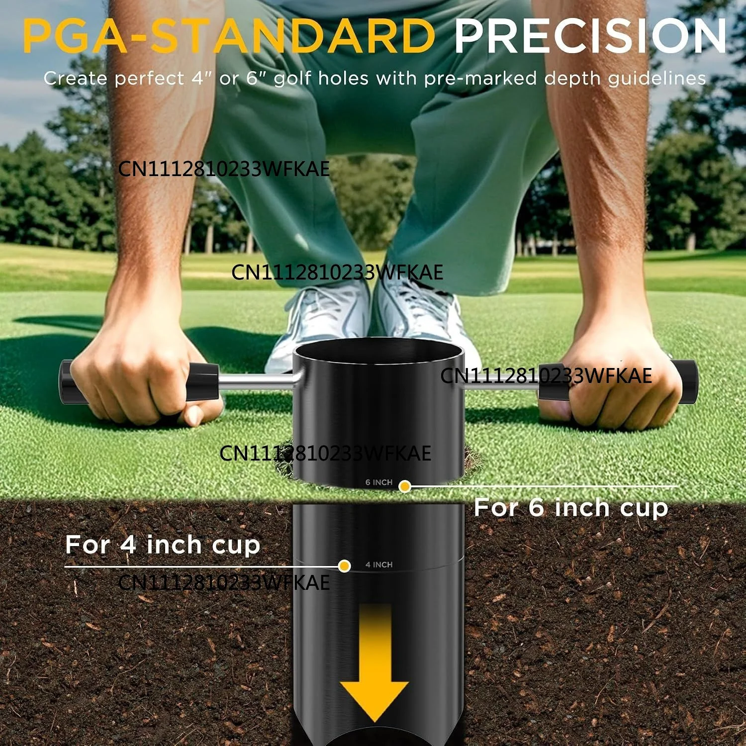 Golf punch for putting greens with 4-inch and 6-inch cutting depths