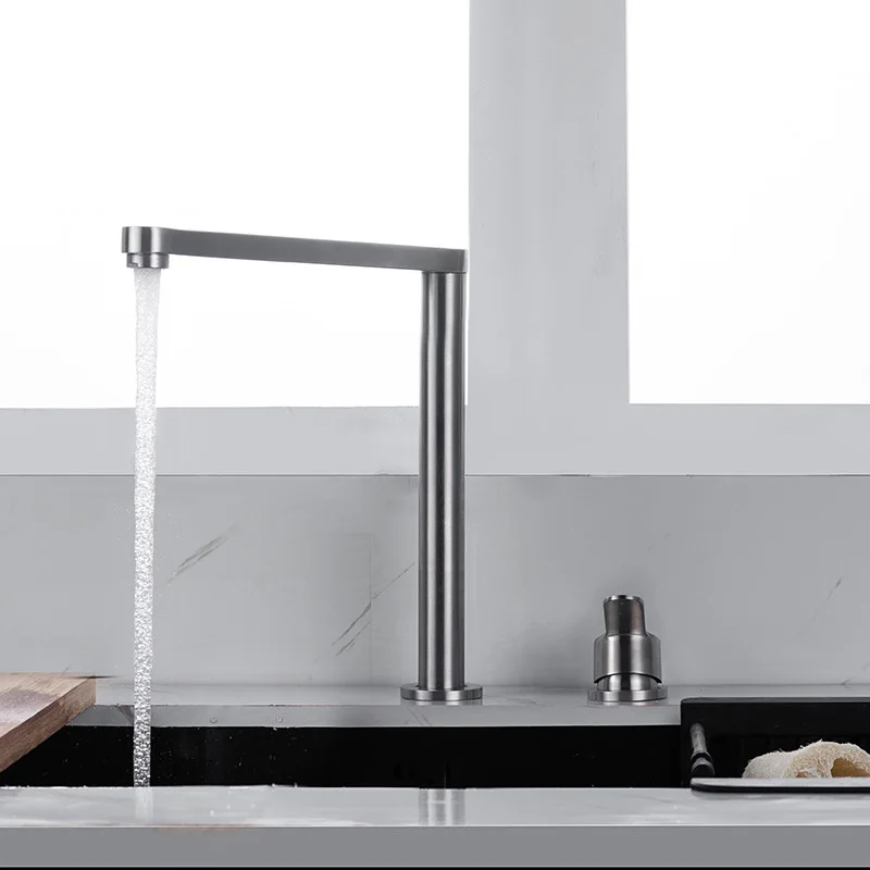 Imagem -04 - Hidden Lifting Kitchen Sink Faucet 360 Rotating Single Handle Hole Invisible Black Tap Misturador de Água Fria e Quente sem Chumbo