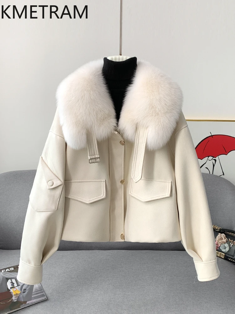 KMETRAM Daunenjacke mit natürlichem Fuchspelzkragen für Damen, 2025, Winter, neuer Stil, kurzer Pelzmantel für Damen, Temperoхок Quiz Diego Diego Diego