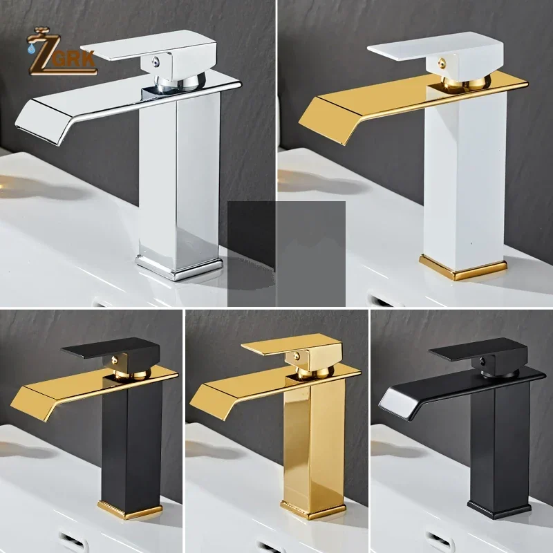 Waterfall Faucet Single Handle Gold Black Basin Faucet Hot and Cold Bathroom Sink Mixer Tap Stainless Steel Torneiras de cozinha