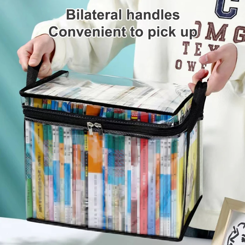 Scatola per libri pieghevole Dormitorio per studenti Aula Organizzatore di libri Scatola di immagazzinaggio per l'organizzazione di libri per la casa trasparente impermeabile